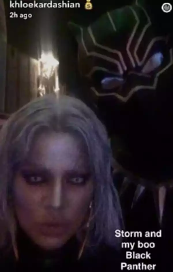Khloe Kardashian and Tristan Thompson kissing at a Halloween party